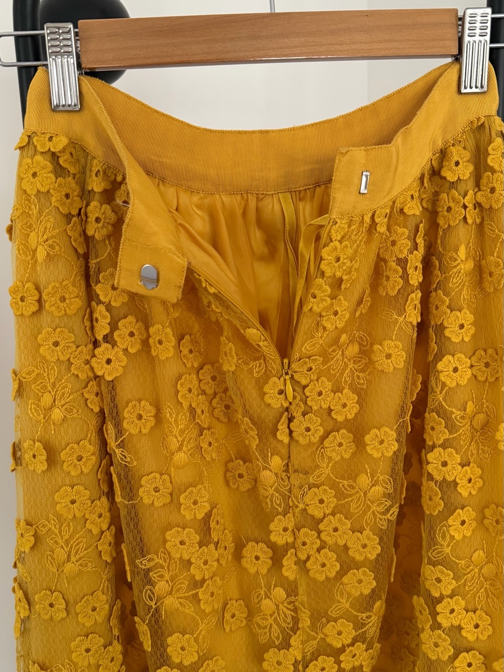 French Connection Mustard Yellow Floral Lace Maxi Skirt - Picture 3 of 5